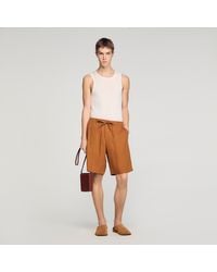 Sandro - Elastic Waist Linen Shorts - Lyst