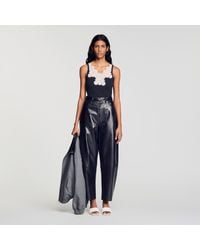 Sandro - Ribbed Vest Top With Lace - Lyst