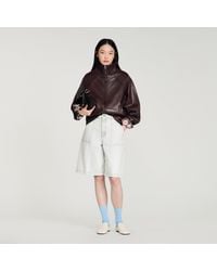 Sandro - Oversized Zip-Up Leather Jacket - Lyst