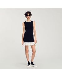 Sandro - Robe courte en maille à col perlé - Lyst