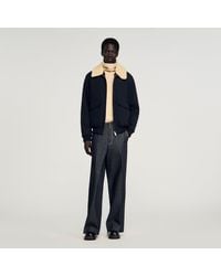 Sandro - Shearling Collar Aviator Jacket - Lyst