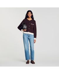 Sandro - Cardigan With Contrast Lace - Lyst
