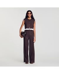 Sandro - 2-In-1 Wool Crop Top - Lyst