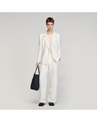 Sandro - Double-Breasted Linen Suit Jacket - Lyst