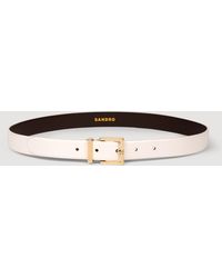 Sandro - Smooth Leather Belt Metal Buckle - Lyst