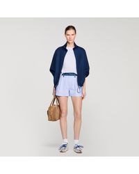 Sandro - Striped Shorts With Denim Details - Lyst