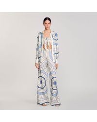 Sandro - Spiral-Motif Wide-Leg Trousers - Lyst