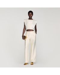 Sandro - Pleated Satin Crop Top - Lyst