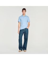 Sandro - Cotton Polo Shirt With Leather Logo - Lyst
