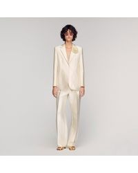 Sandro - Satin Jacket With Flower Detail - Lyst
