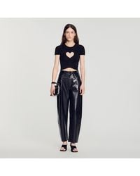 Sandro - Ruched Heart Cropped T-Shirt - Lyst