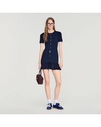 Sandro - Short Knit Dress With Ruffles - Lyst