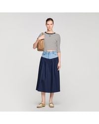 Sandro - Short Striped Tee With Pearl Collar - Lyst