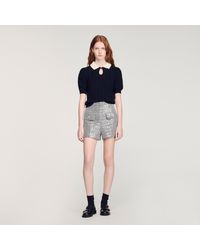 Sandro - Pearl Collar Cable Knit Jumper - Lyst