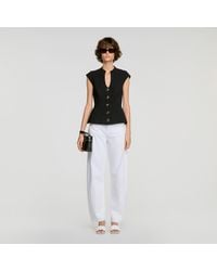 Sandro - Buttoned Peplum Top - Lyst