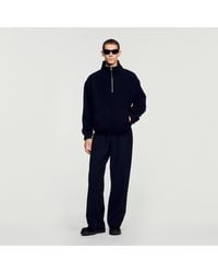 Sandro - Zipped Standing Collar Sweatshirt - Lyst