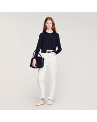 Sandro - Cropped Padded Round Neck Cardigan - Lyst