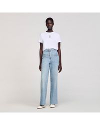 Sandro - Cotton T-Shirt With Embroidery - Lyst
