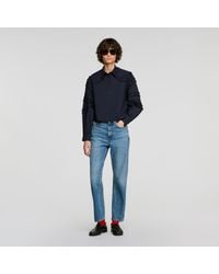 Sandro - Gathered Rhinestone Cotton Shirt - Lyst