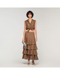 Sandro - Long Ruffled Rhinestone Skirt - Lyst