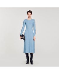 Sandro - Long-Sleeved Knit Midi Dress - Lyst