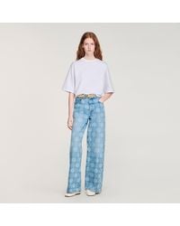 Sandro - Wide-Leg Floral Print Jeans - Lyst