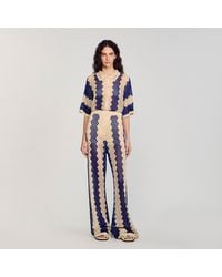 Sandro - Two-Tone Open Weave Trousers - Lyst