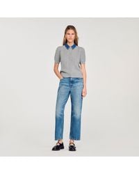 Sandro - Cardigan With Denim Collar - Lyst