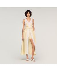 Sandro - Robe longue en lin à galon - Lyst