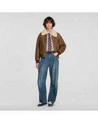 Sandro - Zipped Shearling Jacket - Lyst