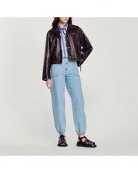Sandro - Distressed Leather Jacket - Lyst