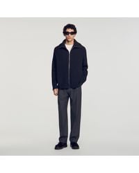Sandro - Textured Wool Zip-Up Cardigan - Lyst