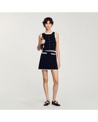 Sandro - Short Skirt With Crochet Details - Lyst