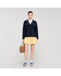 Sandro - Studded Blazer Collar Cardigan - Lyst