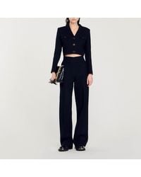 Sandro - Cropped Tweed Button-Up Jacket - Lyst