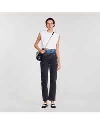 Sandro - Two-Tone Double-Waisted Jeans - Lyst
