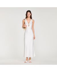 Sandro - Jewel Satin-Effect Maxi Dress - Lyst