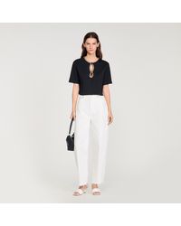 Sandro - Rhinestone Cropped T-Shirt - Lyst