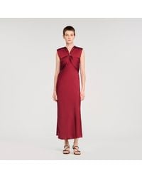 Sandro - Robe longue à col v - Lyst
