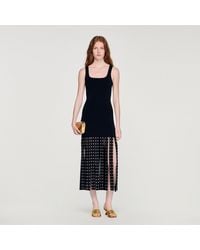 Sandro - Fringed Knit Maxi Dress - Lyst