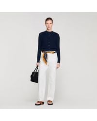 Sandro - Cropped Textured Knit Cardigan - Lyst