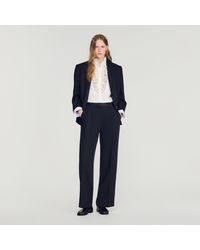 Sandro - Mixed-Material Satin Trousers - Lyst