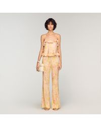 Sandro - Floral-Print Floaty Trousers - Lyst