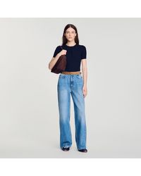Sandro - Ribbed Short-Sleeved Knit Top - Lyst