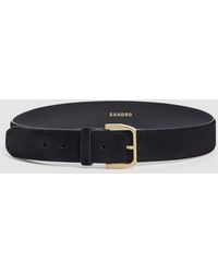 Sandro - Leather Belt With Metal Buckle - Lyst