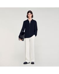 Sandro - Zipped Viscose Knit Cardigan - Lyst