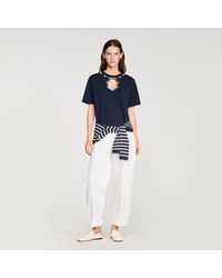 Sandro - Rhinestone Openwork T-Shirt - Lyst