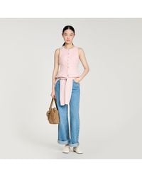 Sandro - Beaded Peplum Tweed Vest - Lyst