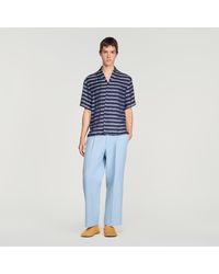 Sandro - Striped Boat Neck Shirt - Lyst