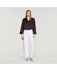 Sandro - Shirt With Beads And Rhinestones - Lyst